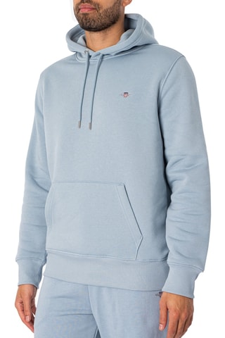 Felpa regular con cappuccio - Azzurro