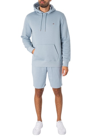 Felpa regular con cappuccio - Azzurro