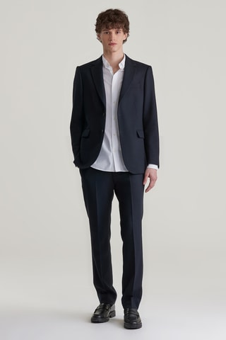 Blazer slim in lana - Navy