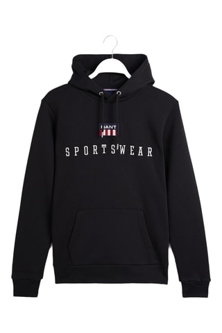 Felpa regular con cappuccio - Nero