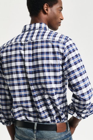 Camicia regular in cotone bio - Bianco e blu