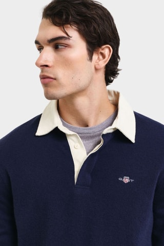 Maglia regular in lana d’agnello - Navy