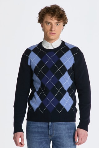 Maglia regular in lana - Navy