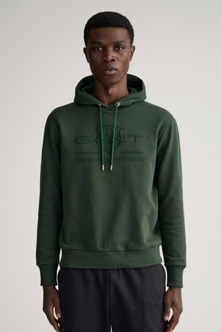 Felpa regular con cappuccio - Verde scuro