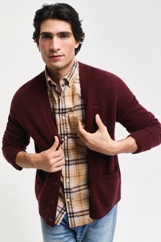 Cardigan relaxed in lana e alpaca - Bordeaux