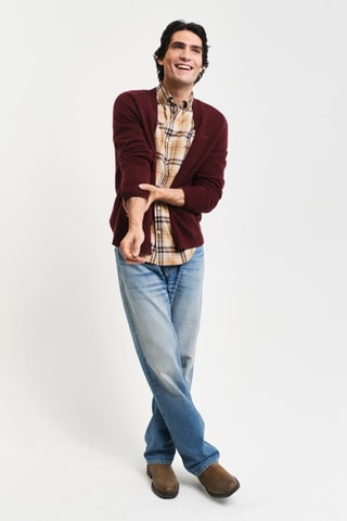 Cardigan relaxed in lana e alpaca - Bordeaux