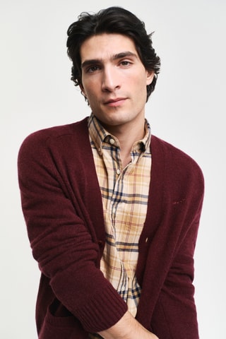 Cardigan relaxed in lana e alpaca - Bordeaux