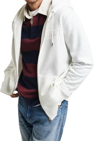 Felpa regular con cappuccio - Ecrù