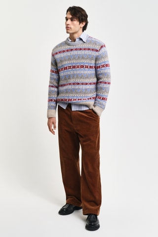 Maglia relaxed in lana e alpaca - Beige e blu