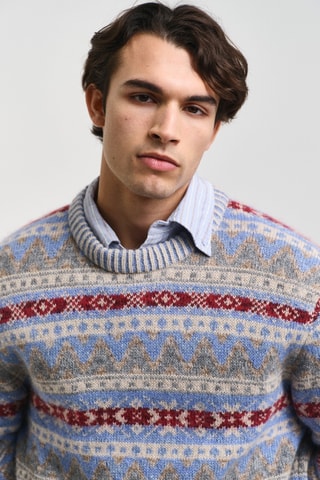 Maglia relaxed in lana e alpaca - Beige e blu