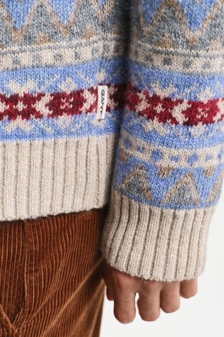 Maglia relaxed in lana e alpaca - Beige e blu