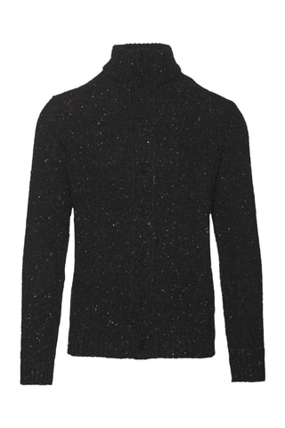 Cardigan regular in lana d’agnello - Nero