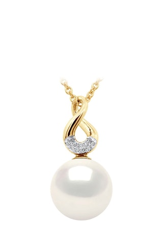 Colgante Oro amarillo, perla cultivada de agua dulce y diamantes