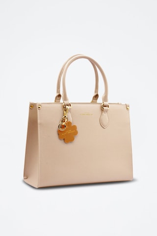 Llavero de piel Paris Clover - Marrón y dorado