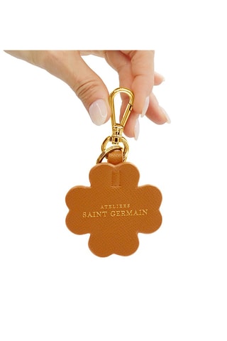 Llavero de piel Paris Clover - Marrón y dorado