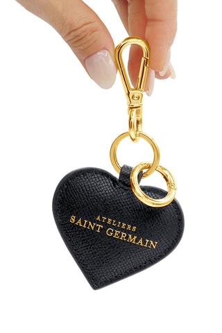 Llavero de piel Paris Love - Negro y dorado