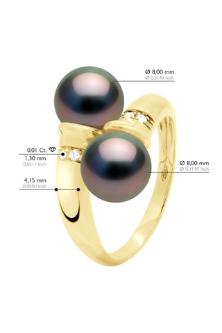 Anillo Oro amarillo, perla cultivada de agua dulce y diamantes