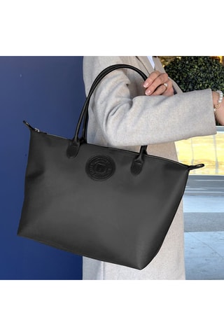 Bolso shopper de piel - Negro