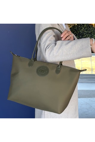 Bolso shopper de piel - Verde