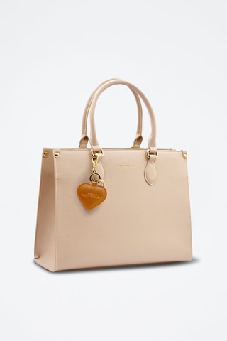 Llavero de piel Paris Love - Marrón y dorado