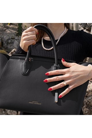 Bolso shopper de piel - Negro