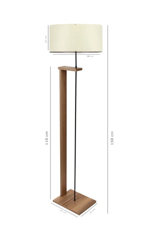 Staanlamp - Houtimitatie en Beige - 60 W - 150 cm
