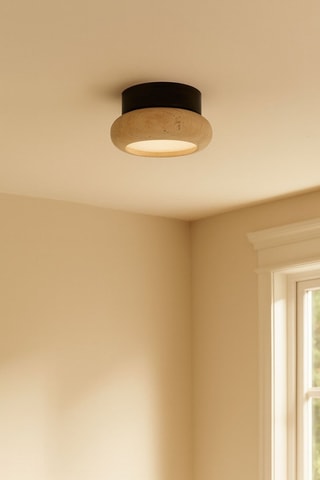 Plafoniera in legno e travertino - Beige