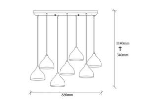 Lampadario Tattoo - Nero e dorato - 7 x 60 W