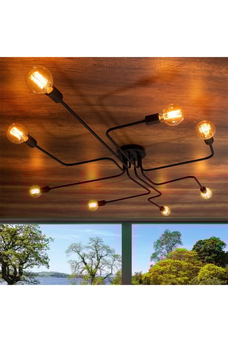 Plafondlamp Truva - Zwart - 8 x 100 W