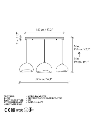 Lampadario - Bianco - 3 x 40 W