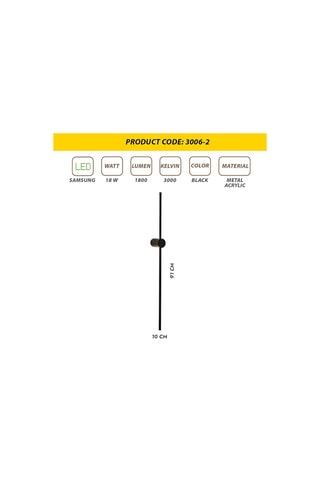 Applique LED - Nero - 18 W
