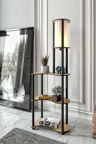Lampada da terra - Nero ed effetto noce - 40 W - 140 cm