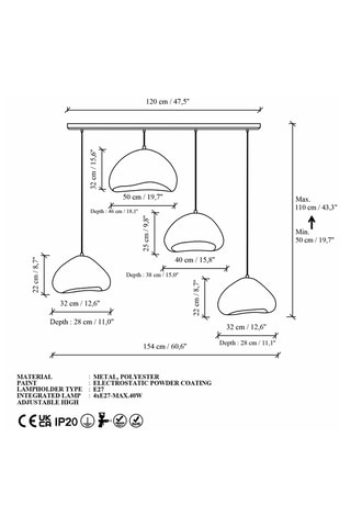 Lampadario 4 testine -