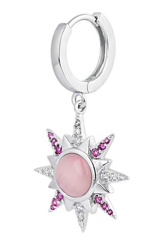 Boucle d'oreille Zenda Argent, zircons et œil-de-chat