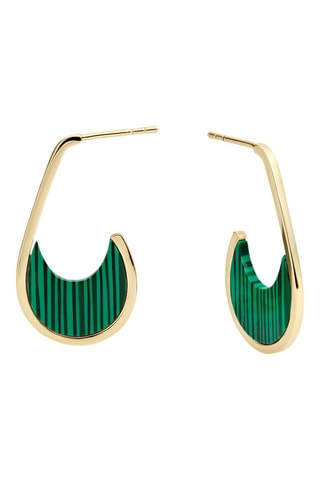 Boucles d'oreilles - Argent plaqué or jaune et malachites