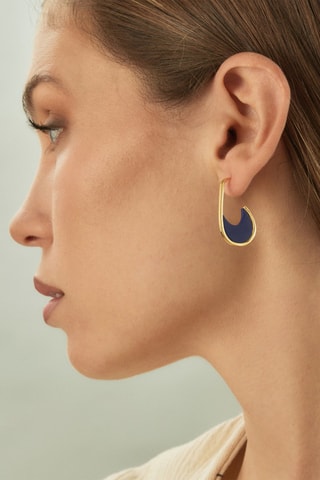 Boucles d'oreilles - Argent plaqué or jaune et lapis-lazulis