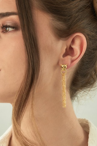 Boucle d'oreille - Argent plaqué or jaune et zircons