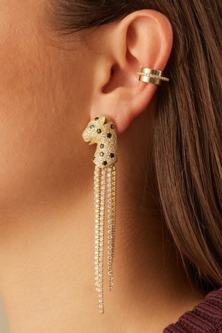 Oorbel Party Wear - Doublé Geelgoud, Zilver en Spinellen