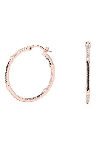 Créoles - 
Argent plaqué or rose et zircons