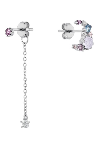 Boucles d'oreilles asymétriques Candy Moon - 
Argent et zircons