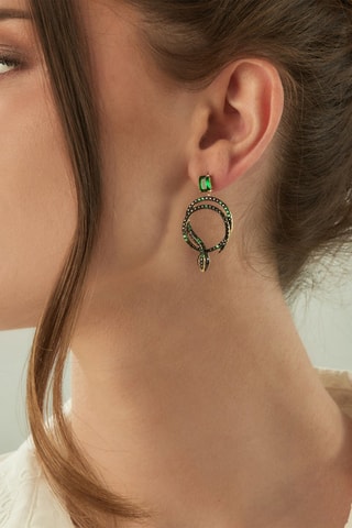 Boucle d'oreille - Argent plaqué or jaune, émeraude et zircons