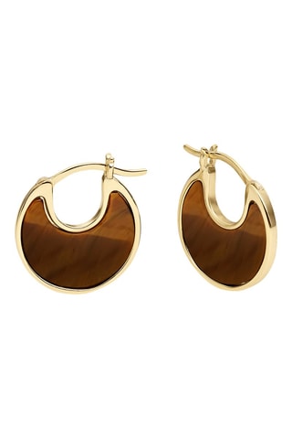 Créoles - Argent plaqué or jaune et œils-de-tigre