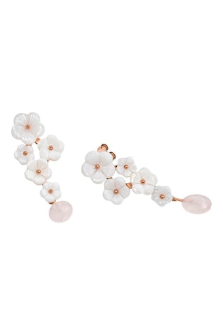 Boucles d’oreilles - Argent plaqué or rose, nacres et quartz rose