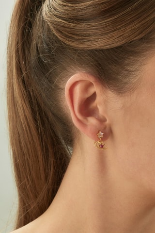 Boucle d'oreille Pink Galaxy - Argent plaqué or jaune
