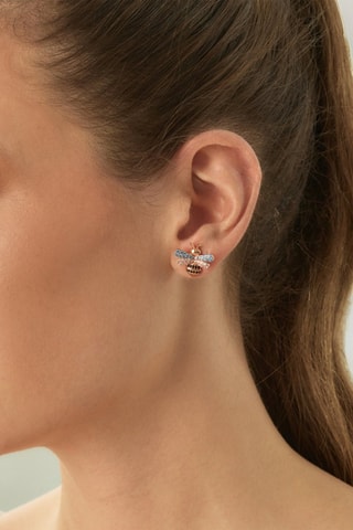 Boucle d'oreille - Argent plaqué or rose et zircons