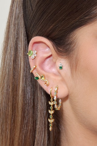 Boucle d'oreille Morgana Argent plaqué or jaune et zircons