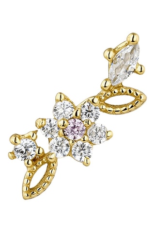 Puce Jardin Romantique - 
Argent plaqué or jaune et zircons