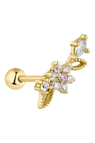 Puce Jardin Romantique - 
Argent plaqué or jaune et zircons