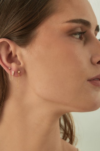 Boucle d'oreille Ina - Argent plaqué or jaune et nacre