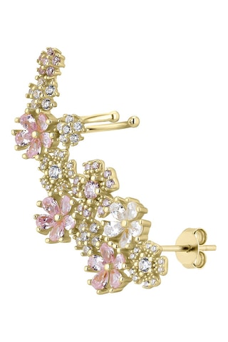 Boucle d'oreille - Argent plaqué or jaune et zircons